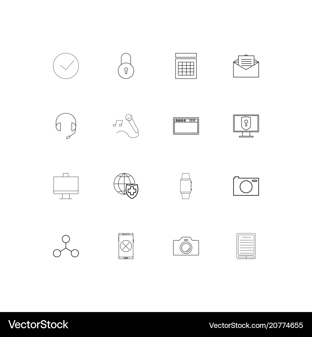 Devices linear thin icons set outlined simple vector image
