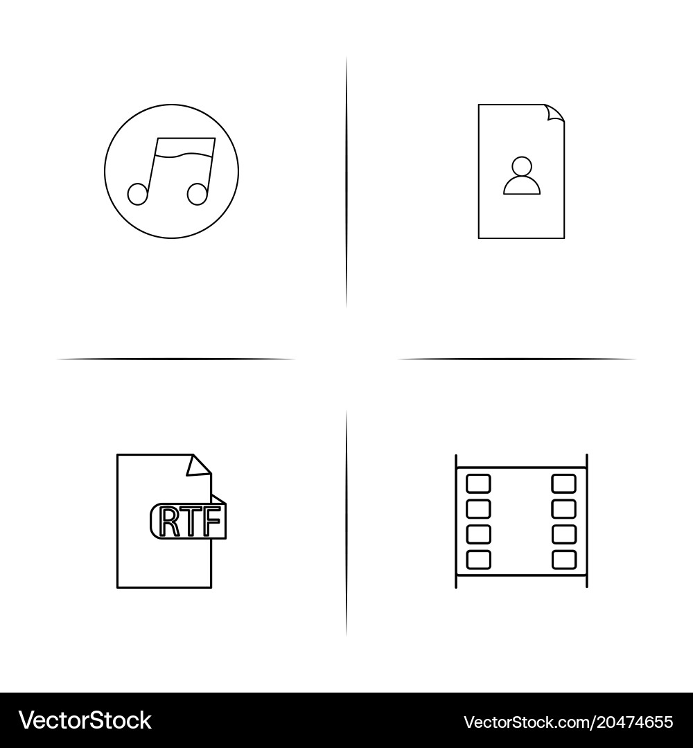 Files and folders sign simple linear icons set Vector Image