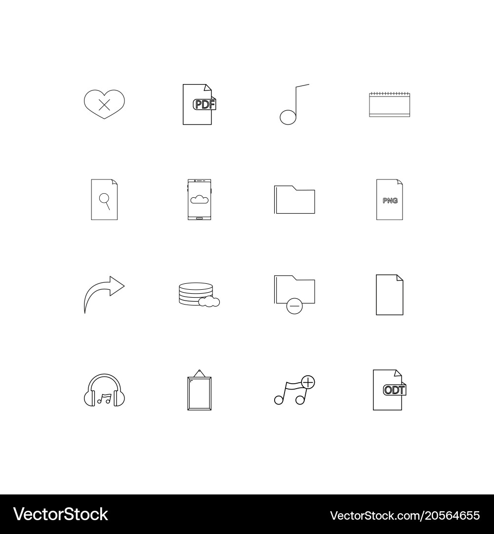 Files and folders sign simple linear icons set Vector Image