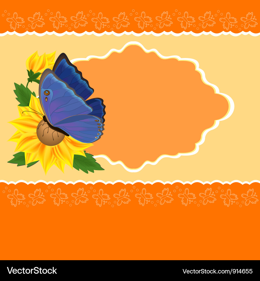 Greetings card with sunflower and butterfly Vector Image