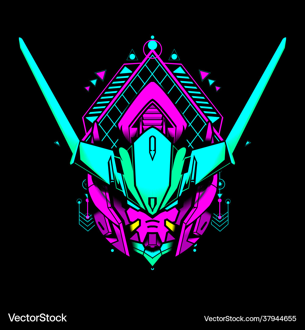 Robot head with retro style color can use Vector Image