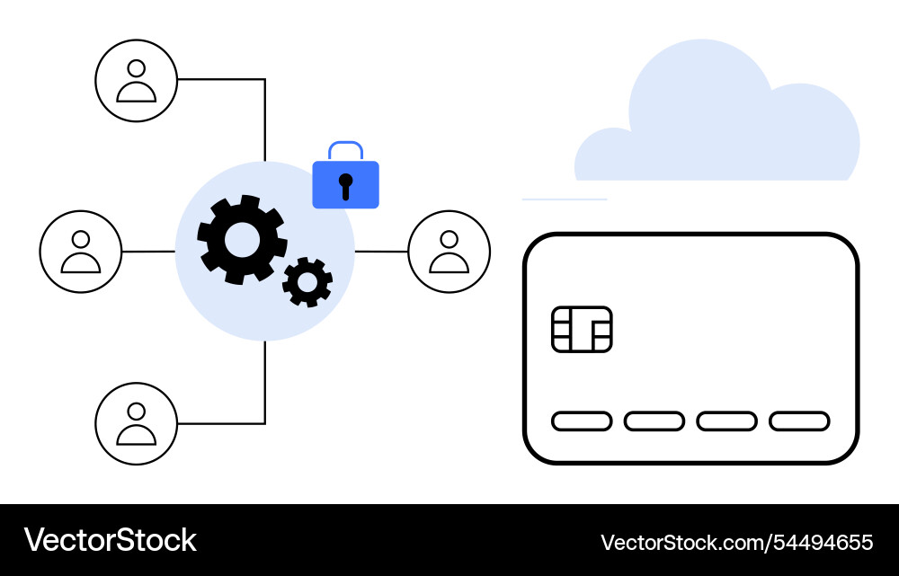 Secure online payment network with cloud system Secure online payment network with cloud system vector image