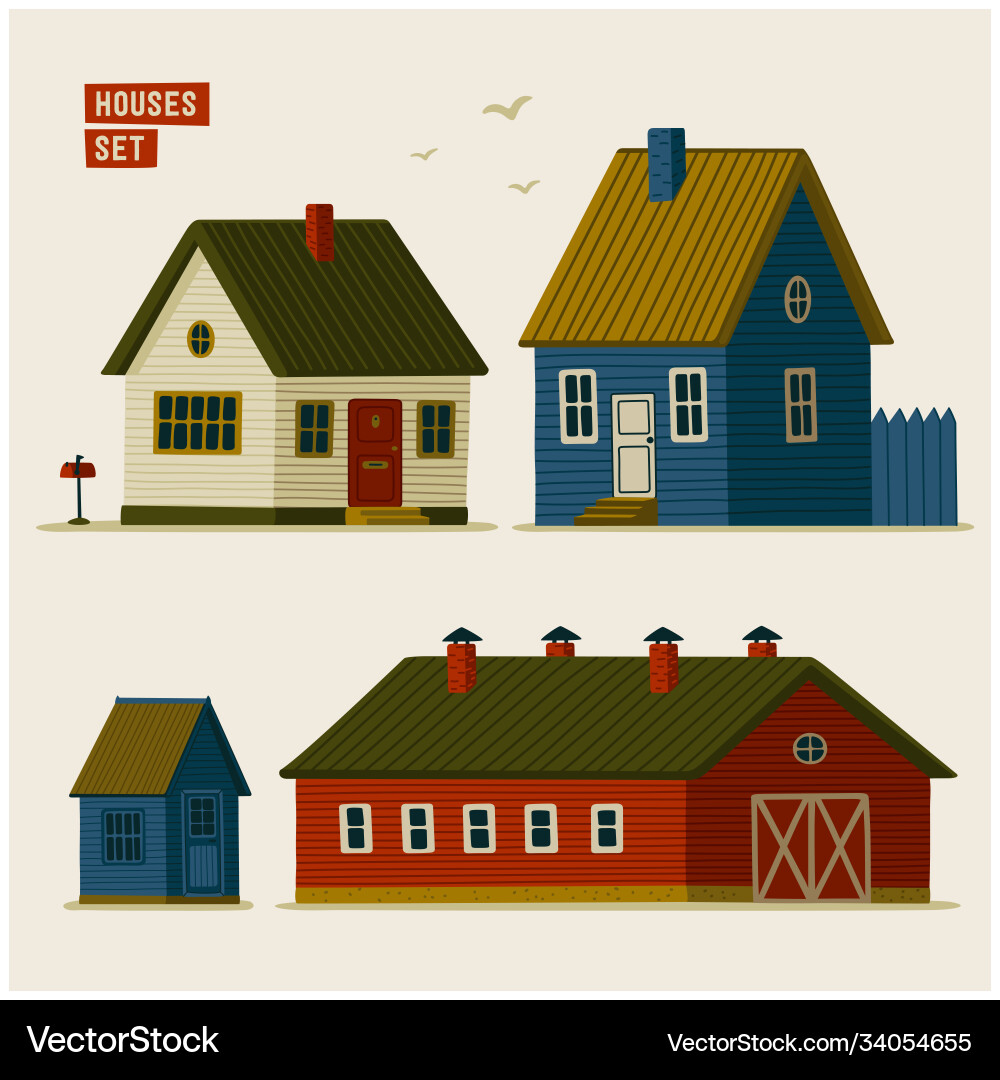 Suburban houses set various rural Suburban houses set various rural vector image