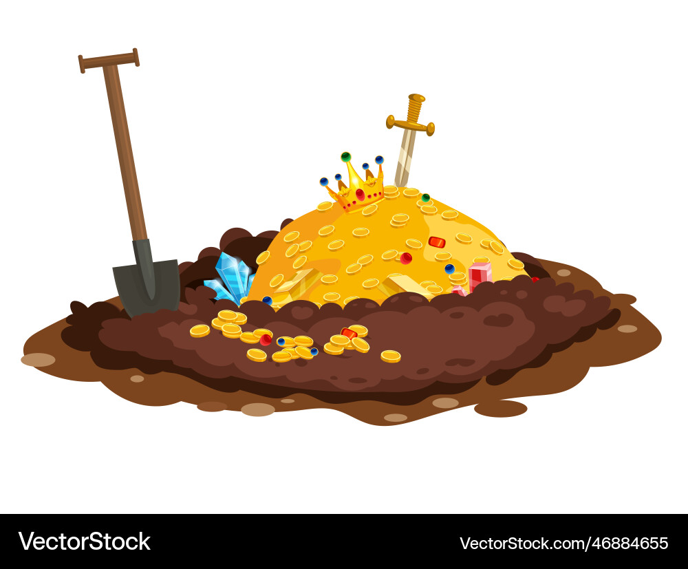 Treasure pile full of treasures gold coins Treasure pile full of treasures gold coins vector image