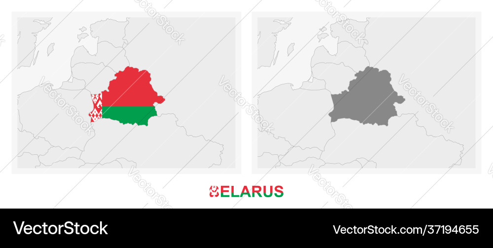 Two versions map belarus with flag vector image