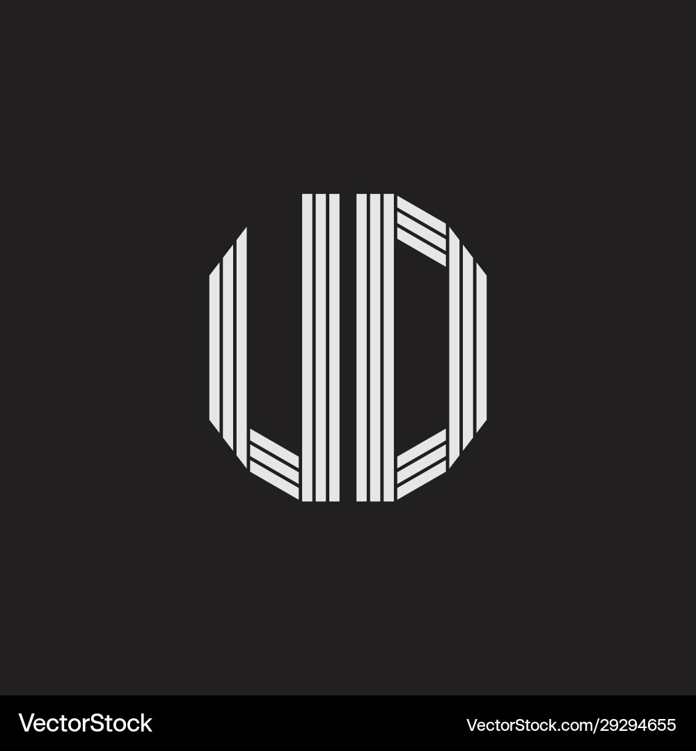 Ud logo monogram with outline style linked Vector Image