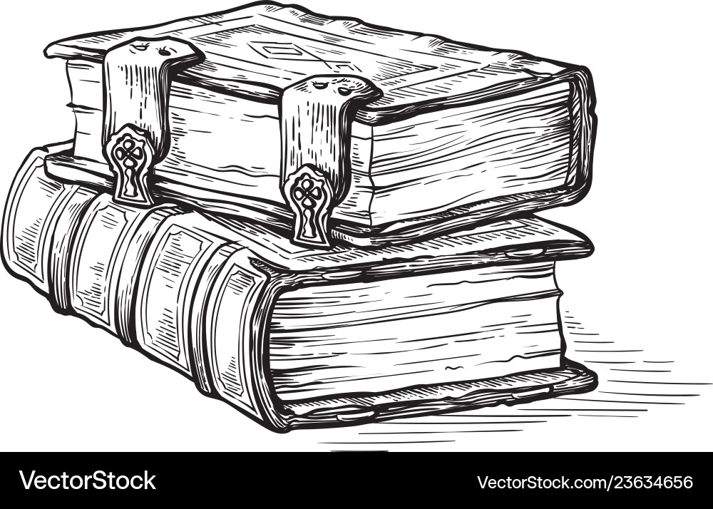 Antique Book Stack - Zwei älteste Bücher Vektorbild