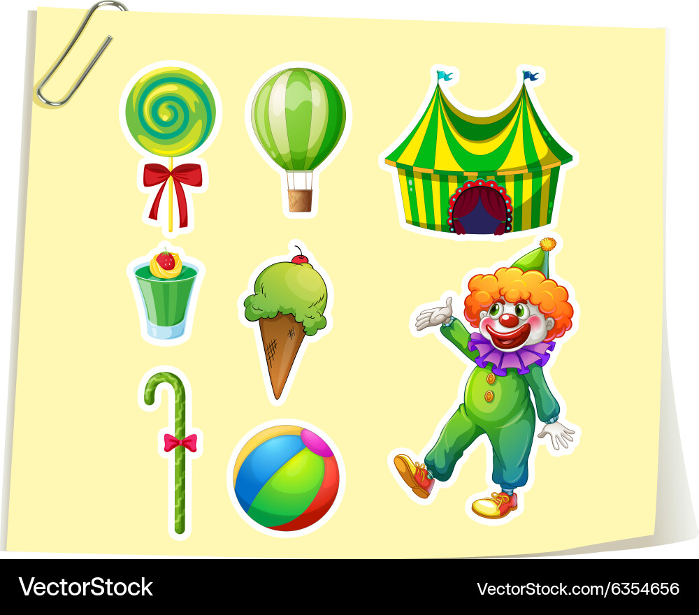 Clown and circus objects vector image