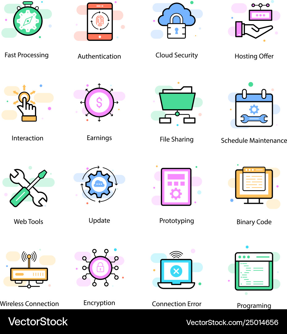 Data Encryption Icons Set vector image