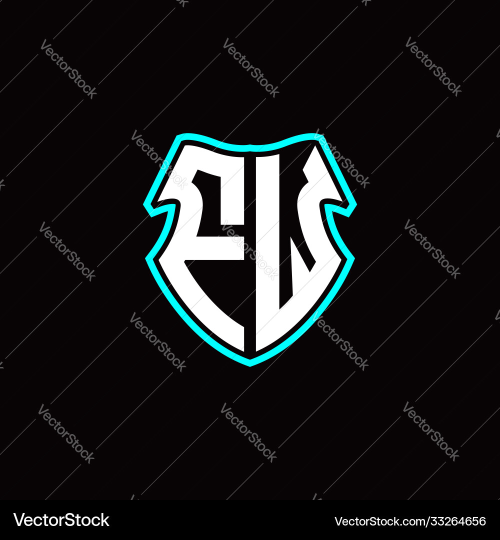 F w initial logo design with a shield shape Vector Image