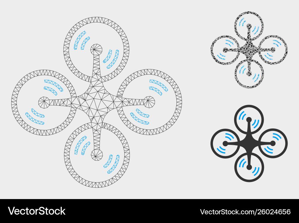 Flying quadcopter mesh network model Flying quadcopter mesh network model vector image