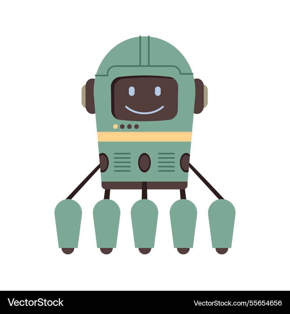 Friendly robot character with smiling face vector image