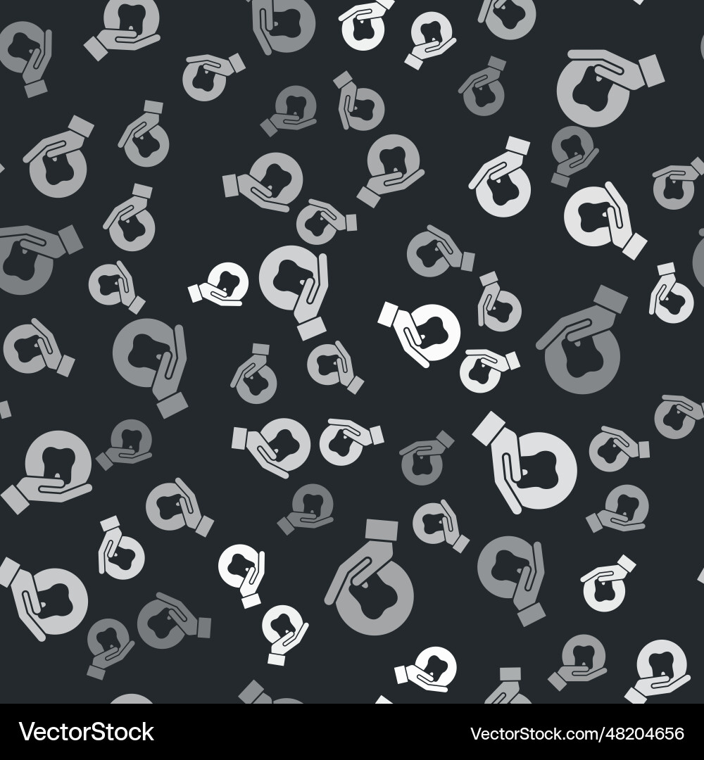 Grey tooth icon isolated seamless pattern Grey tooth icon isolated seamless pattern vector image