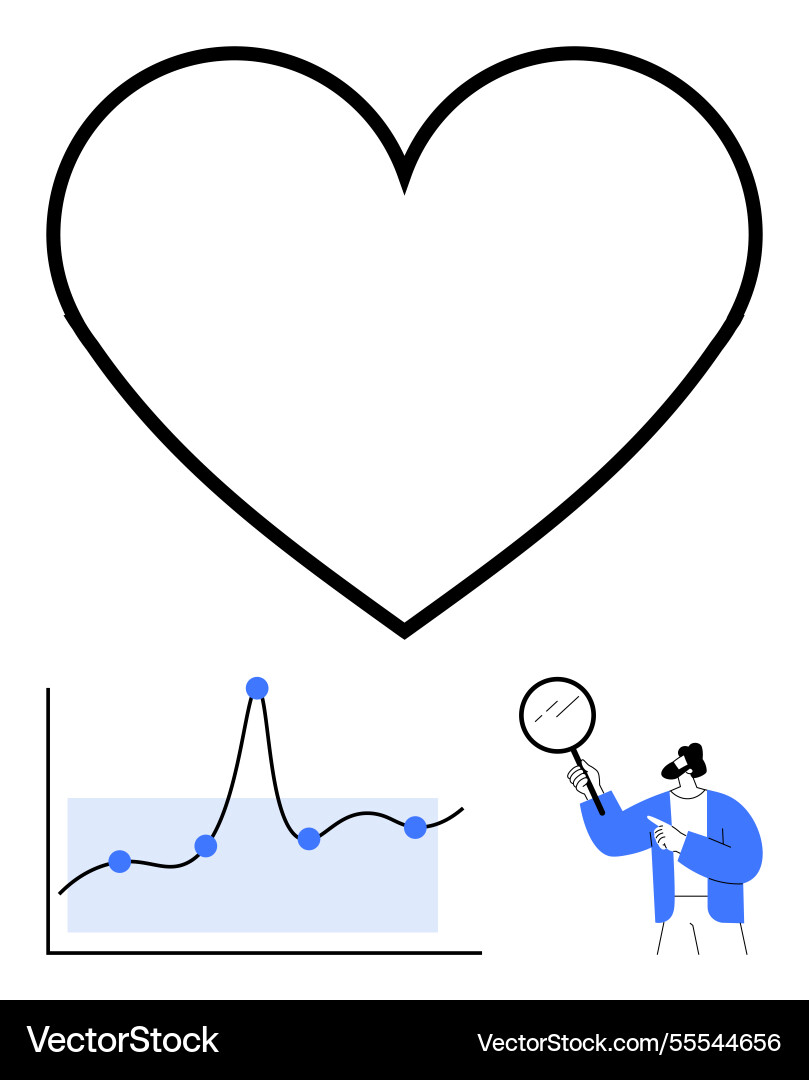 Heart and data analysis balancing emotion Vector Image