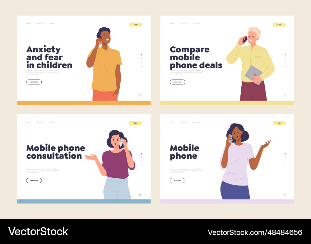 Isolated set of landing page design template Isolated set of landing page design template vector image