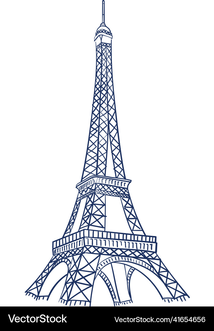 Isolated sketch of eiffel tower Vector Image