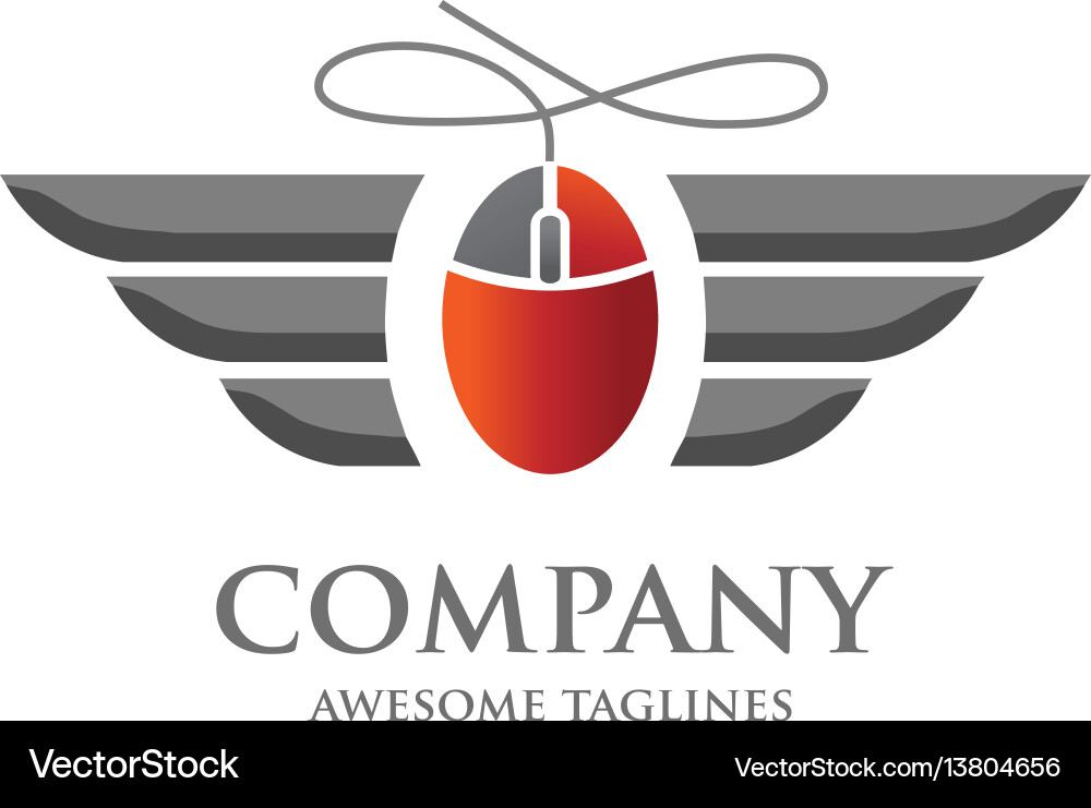 Modern Computer Mouse with Wing Icon vector image