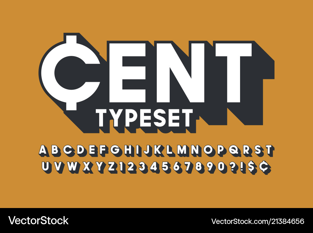 Retro 3d display font design alphabet letters Retro 3d display font design alphabet letters vector image