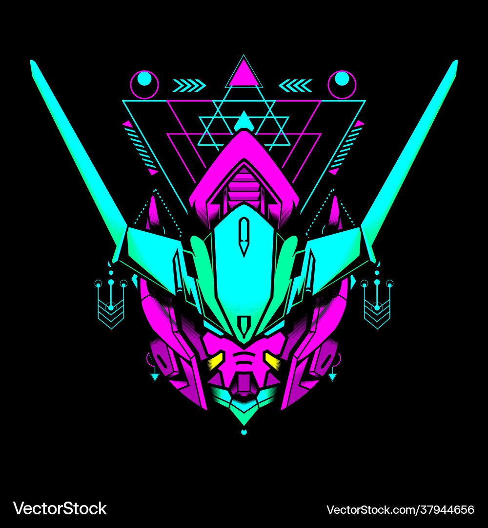 Robot head with retro style color can use Robot head with retro style color can use vector image