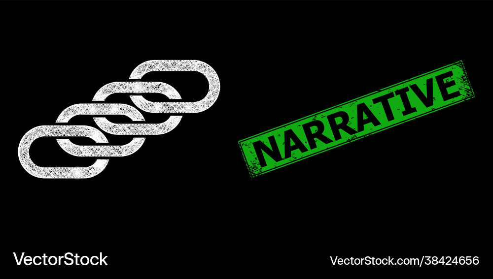 Rubber narrative stamp and net chain union web Rubber narrative stamp and net chain union web vector image
