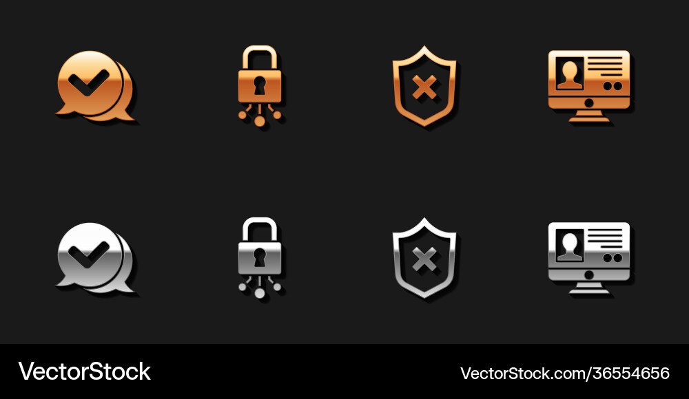 Set check mark in speech bubble cyber security Set check mark in speech bubble cyber security Vector Image