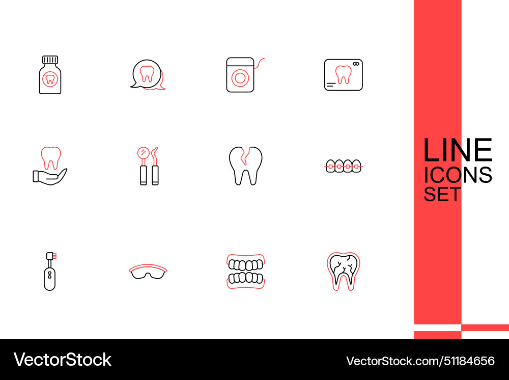 Set line broken tooth dentures model safety Set line broken tooth dentures model safety vector image