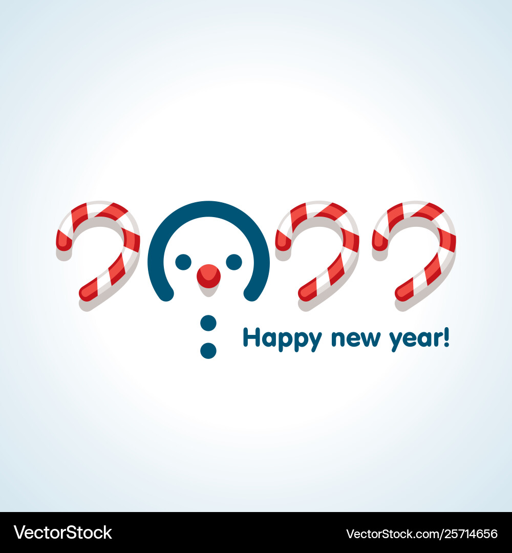 Snowmen in text design pattern happy new year vector image
