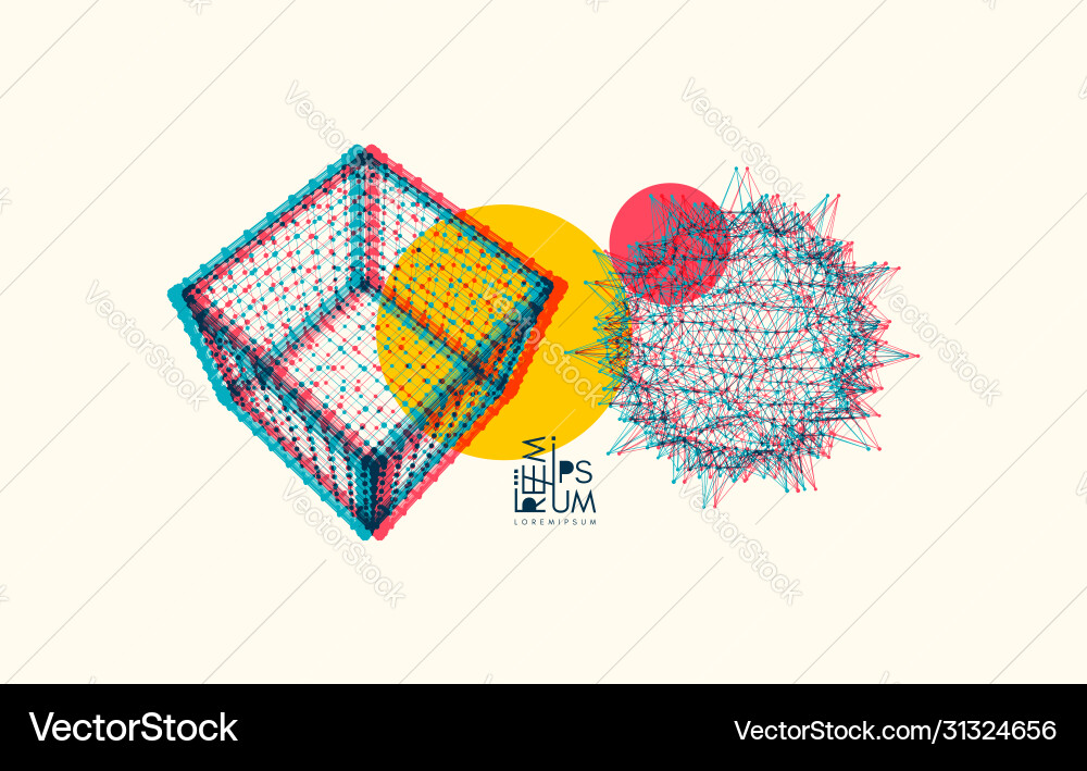 Sphere and cube with connected lines dots Sphere and cube with connected lines dots vector image