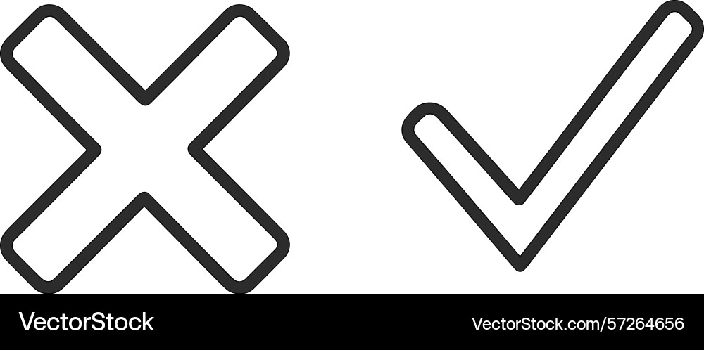 Symbols representing incorrect and correct choices Symbols representing incorrect and correct choices vector image