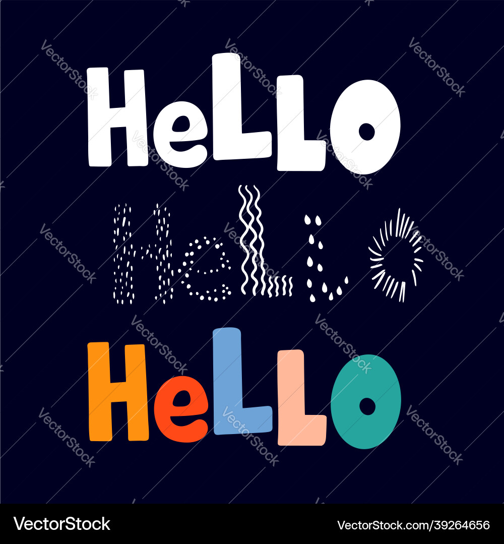 Text hello is made in multicolored letters white Text hello is made in multicolored letters white vector image
