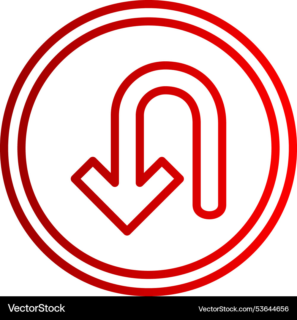 Turn down arrow line gradient icon Vector Image