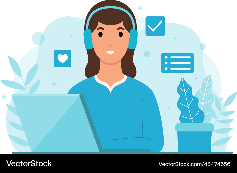 Young worker use computer and internet during Young worker use computer and internet during Vector Image