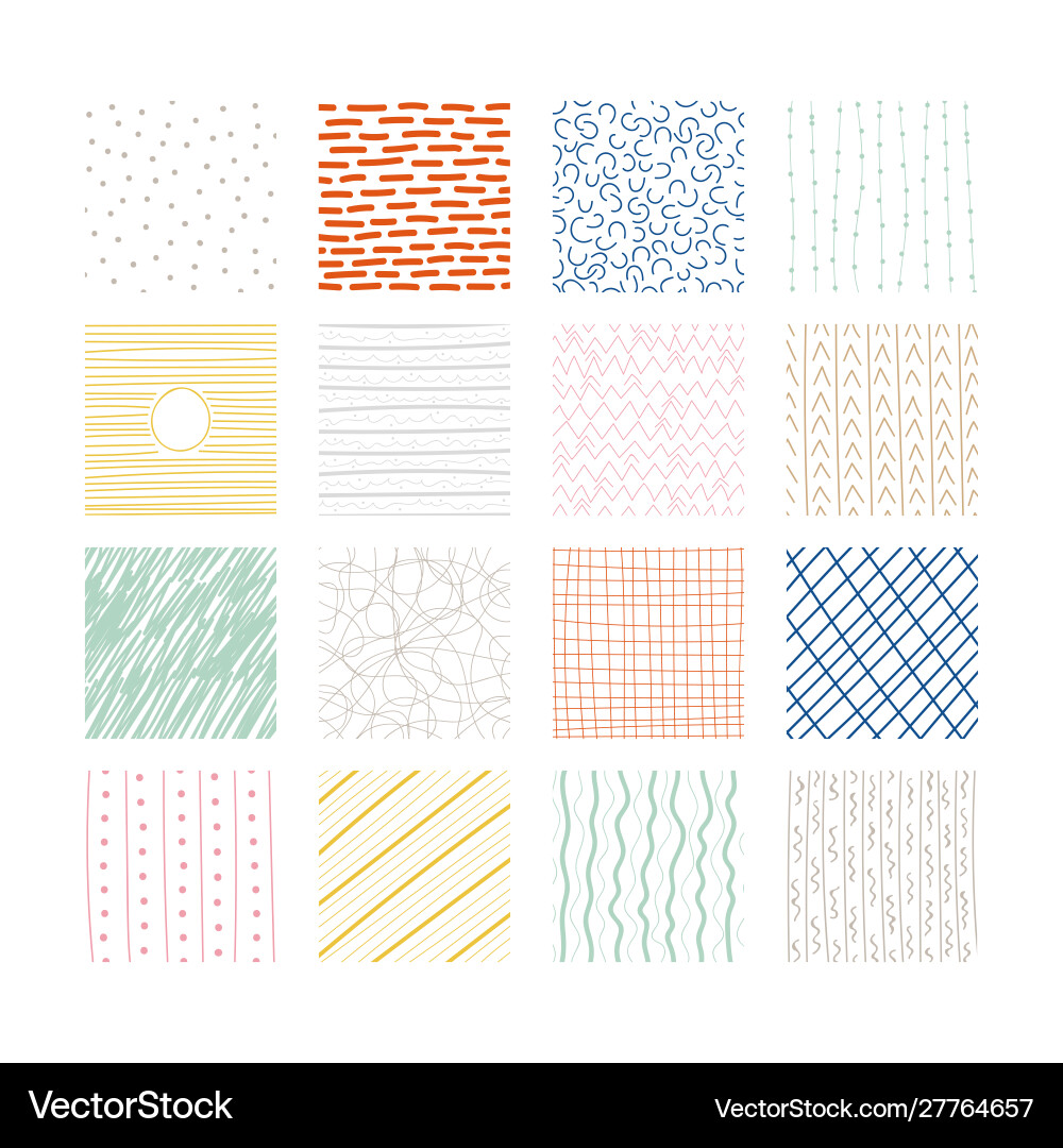 Abstract Hand-Drawn Square Pattern Vector Image