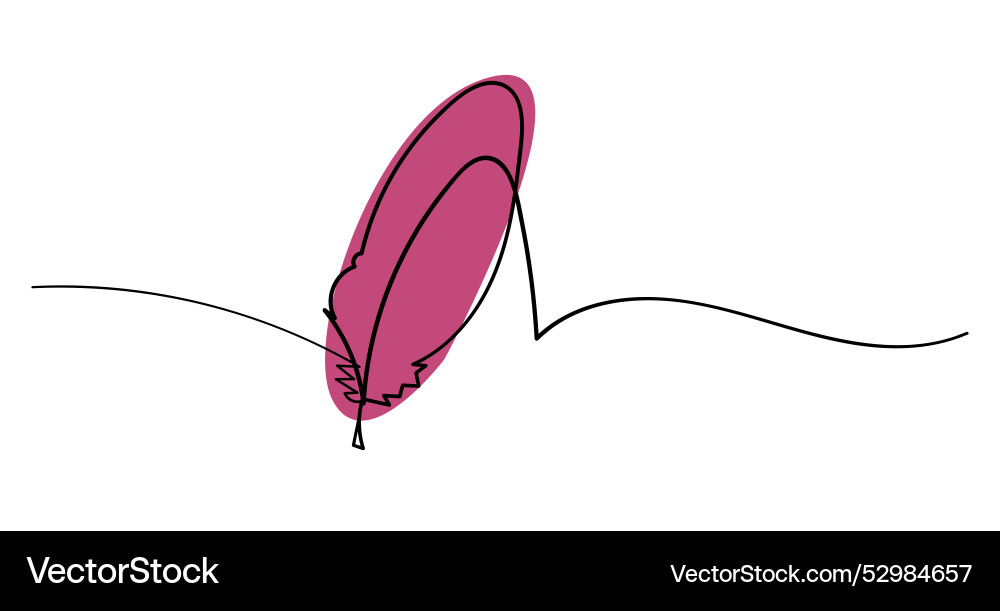 Bird s feather in continuous single line drawing Vector Image