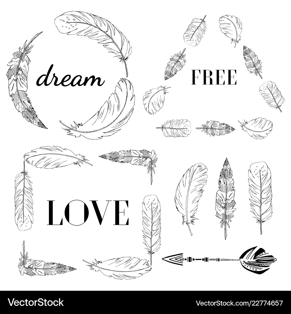 Boho Frames with Quote Set vector image