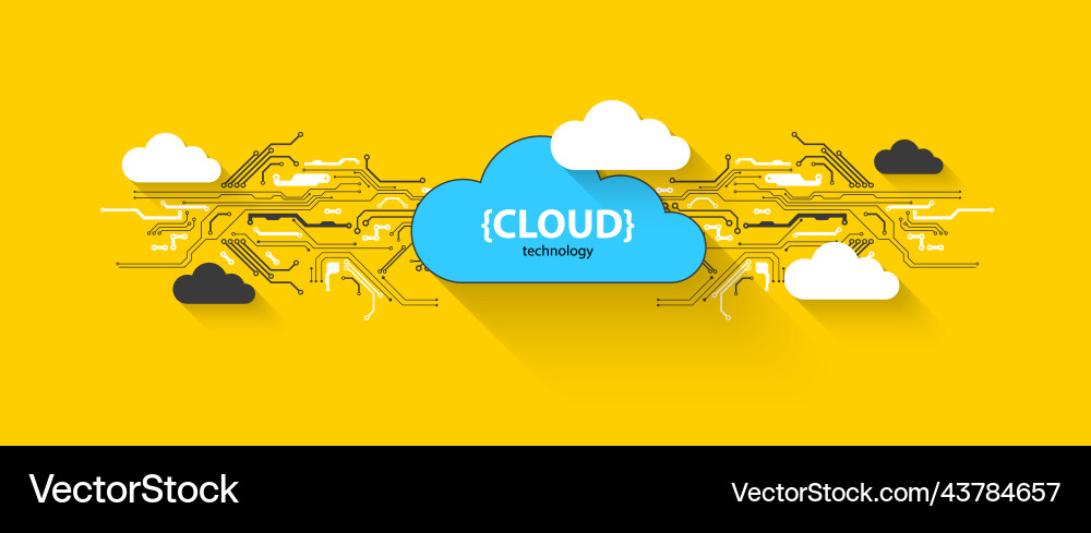 Cloud storage technology integrated digital web vector image