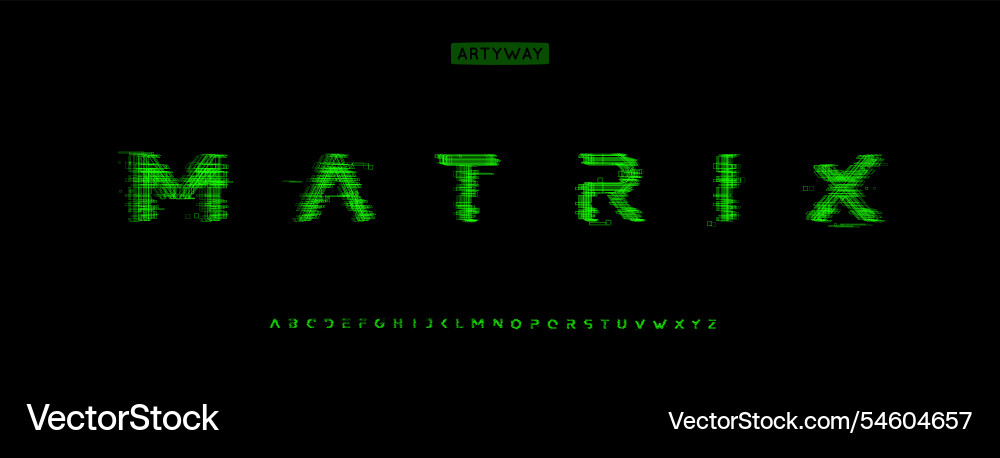 Cyber Matrix Glitch Font Effect vector image