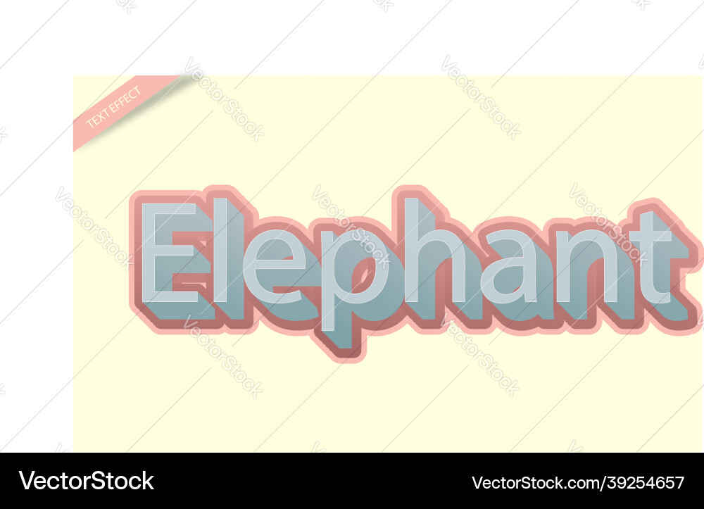Elephant color text effect design vector image