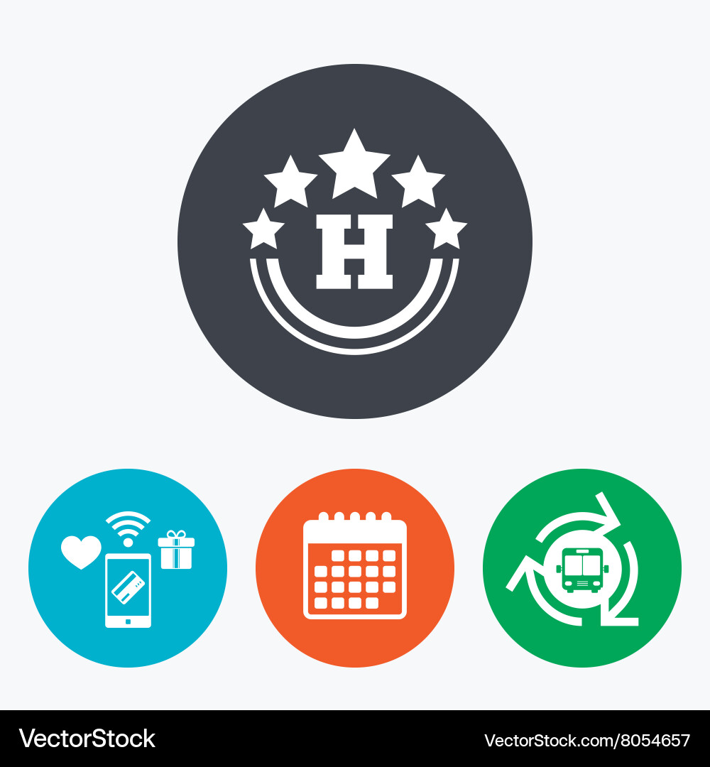 Five star hotel sign icon rest place Vector Image