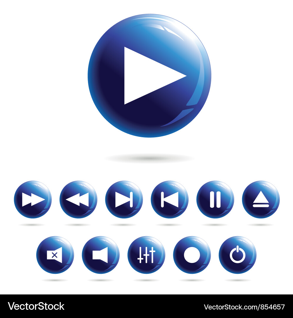 Glossy Button Set - Digital Icons Vector Image