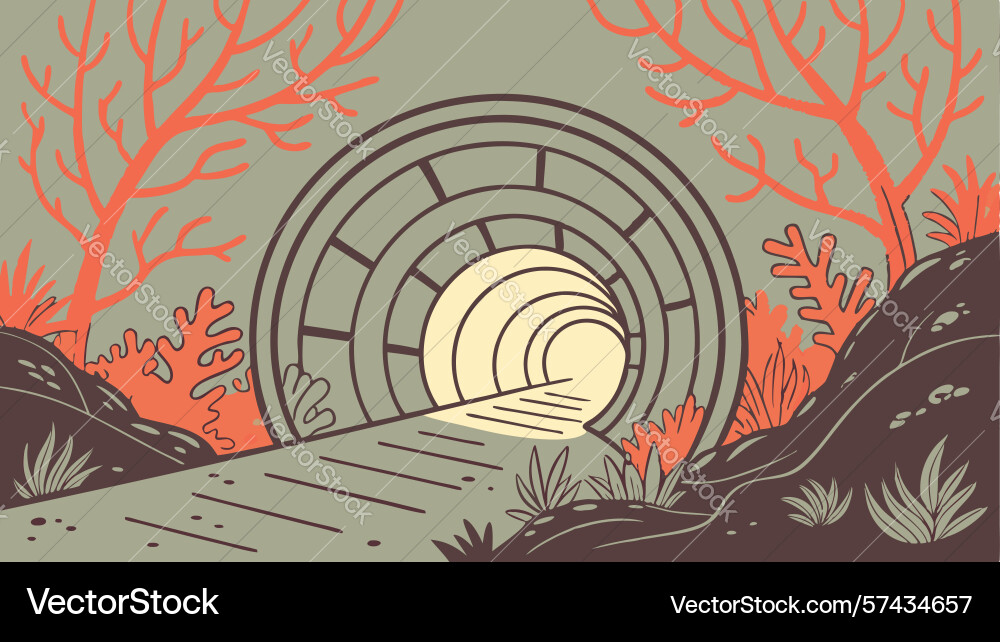 Intricate rounded tunnel with textured patterns vector image