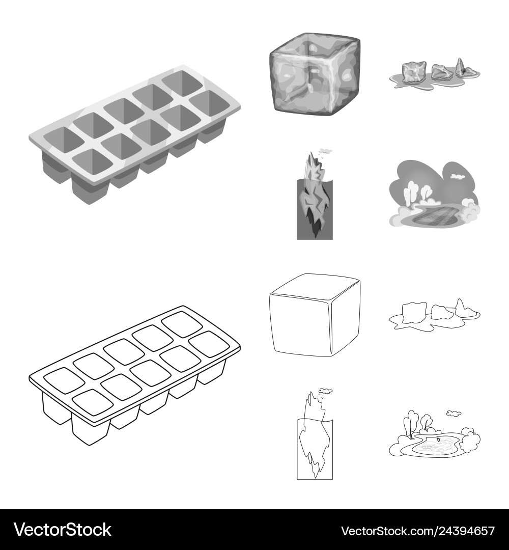 Isolated object of texture and frozen sign set Isolated object of texture and frozen sign set vector image
