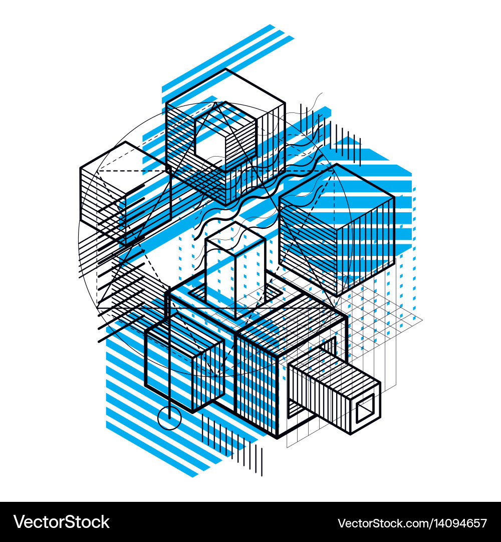 Isometric abstract background with linear Vector Image
