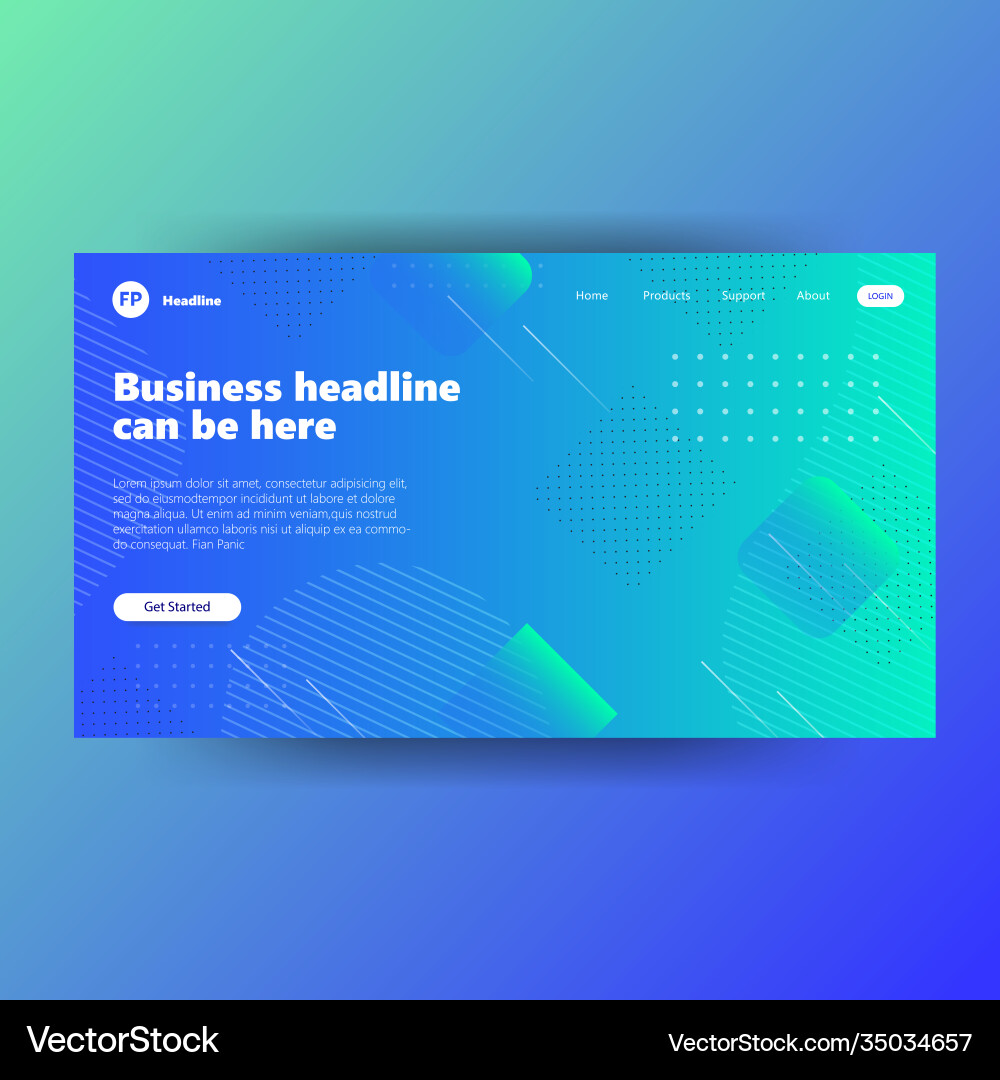 Landing page template with gradient modern webpage Landing page template with gradient modern webpage vector image