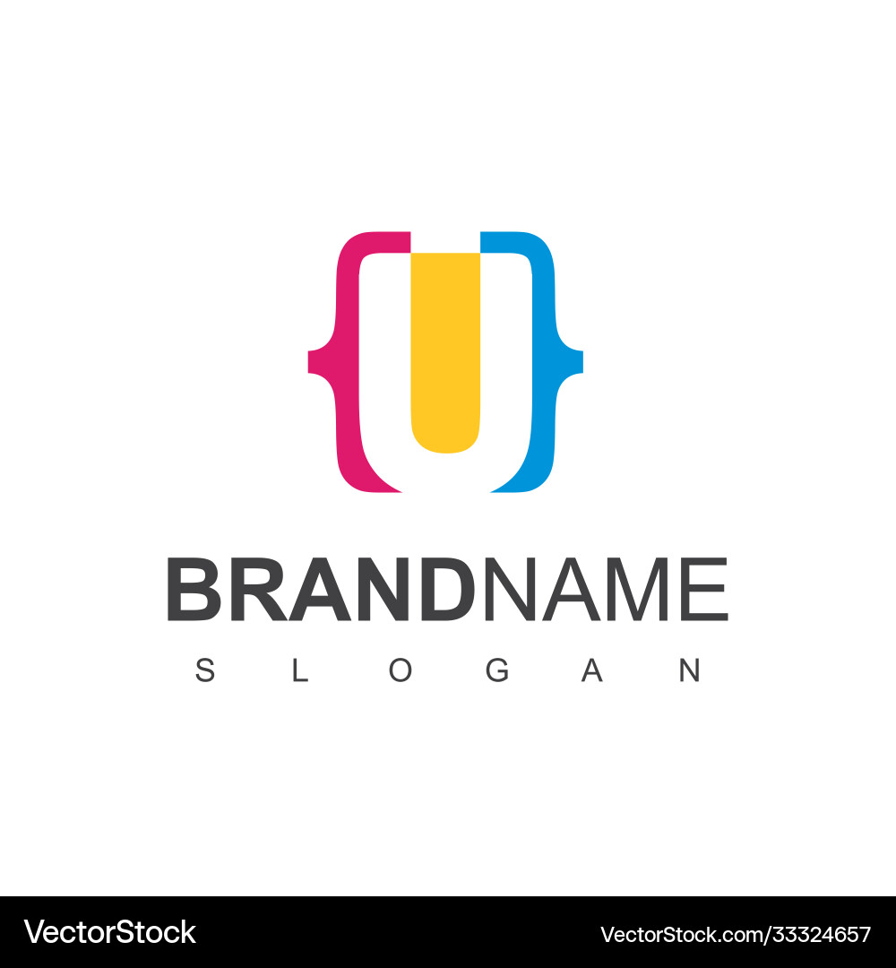 Letter u programming code logo Letter u programming code logo vector image