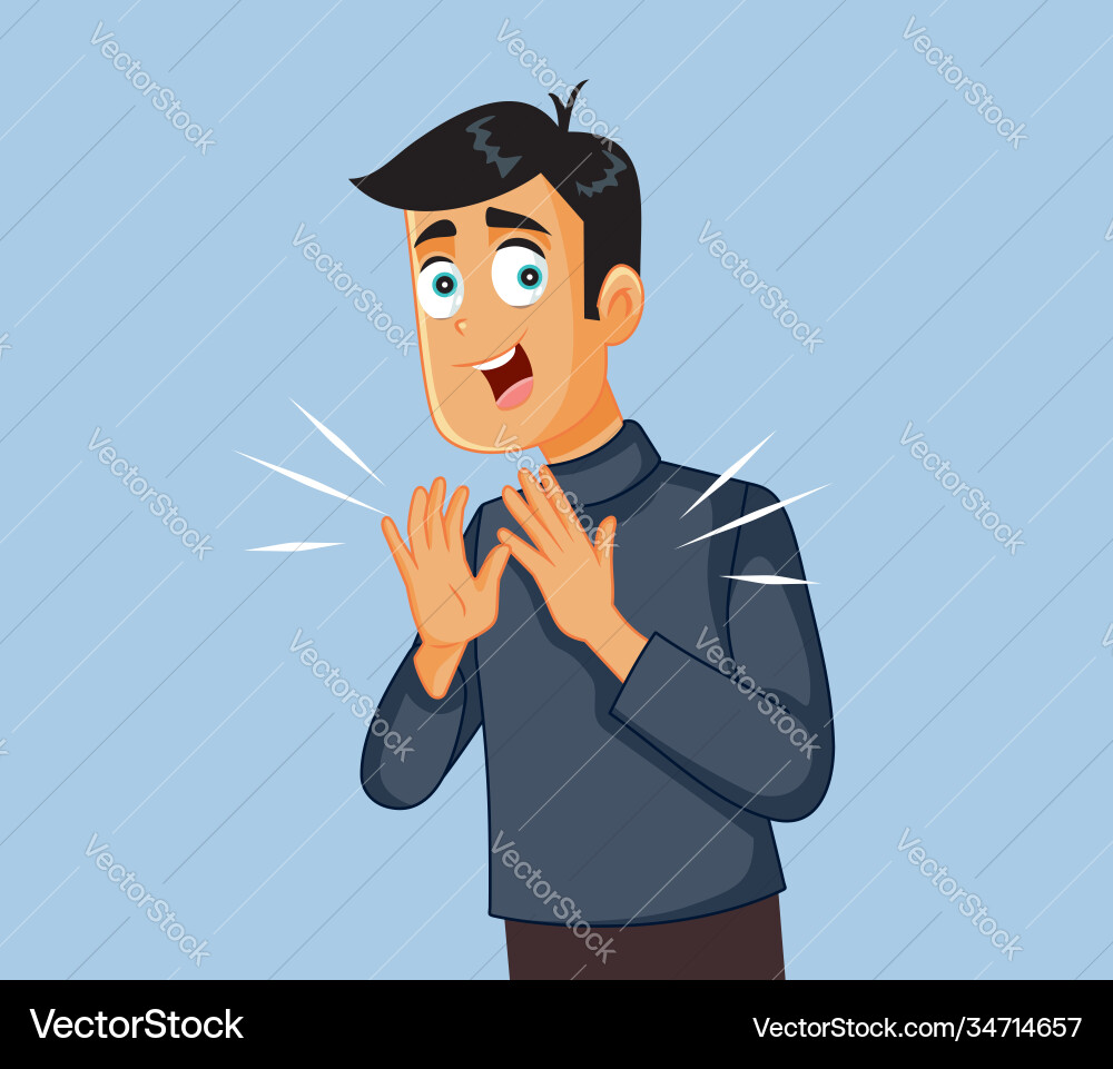 Man Applauding with Enthusiasm Vector Image