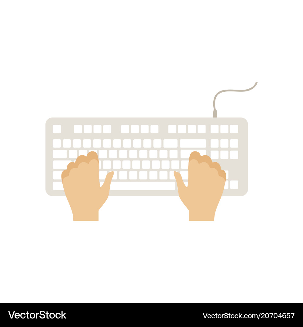 Man Typing on Computer Keyboard vector image