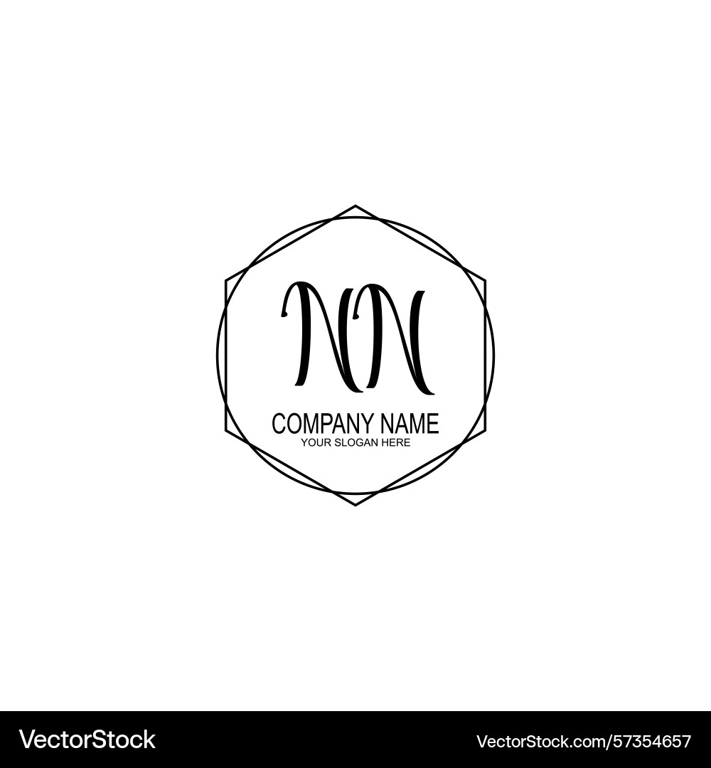 Minimalist handwritten nn initial logos with soft Vector Image