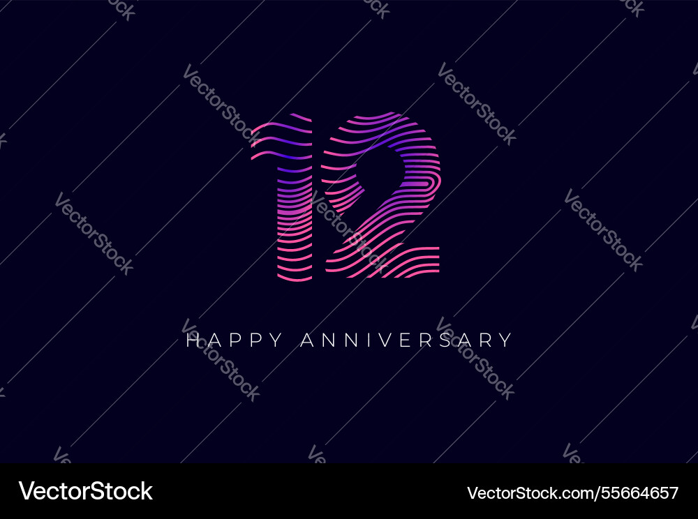 Numeric design with line curve 12th happy Numeric design with line curve 12th happy Vector Image