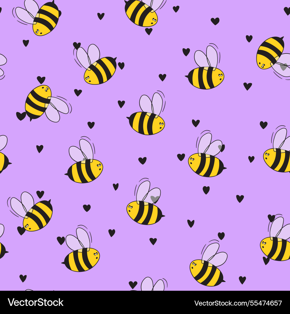 Seamless pattern with bees on color background Seamless pattern with bees on color background Vector Image